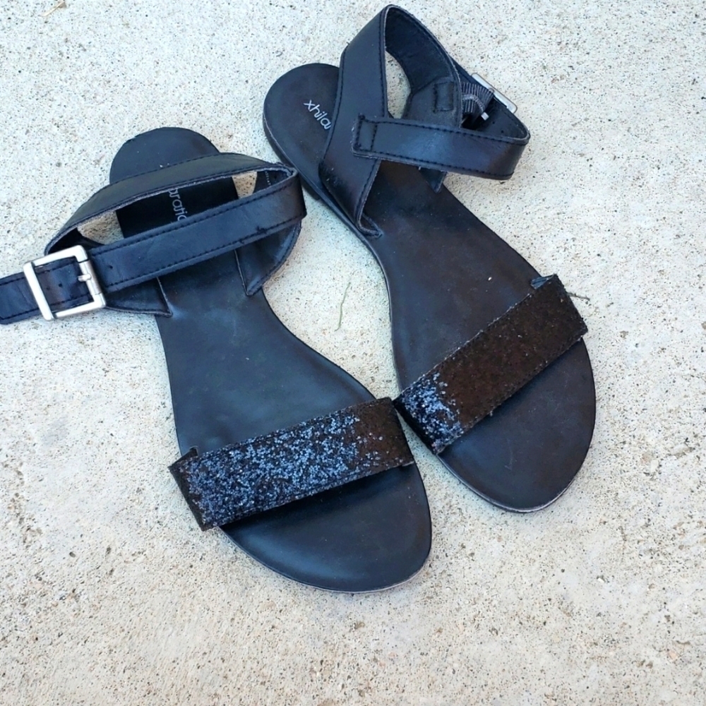 Xhilaration Y2K sequin glitter strapy Peep Toe Sling Back sandals